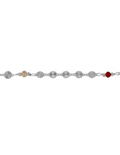 TO-141 - TOBILLERA DE PLATA CON MOTIVOS DIAMANTADOS CIRCULARES Y PIEDRAS DE COLOR DE 22 CM + ALARGADOR  2