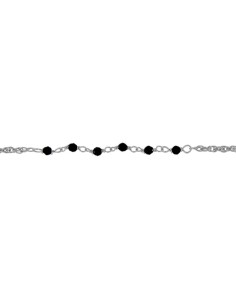 TO-172 - TOBILLERA DE PLATA CON MOTIVO DE PIEDRA NEGRA DE 22 CM + ALARGADOR 2