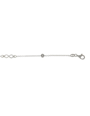 TO-110 - TOBILLERA DE PLATA CON MOTIVO DEL INFINITO DE 12 MM Y CHATONES DE 4 MM Y 22,5 CM