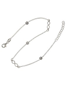 TO-110 - TOBILLERA DE PLATA CON MOTIVO DEL INFINITO DE 12 MM Y CHATONES DE 4 MM Y 22,5 CM 2