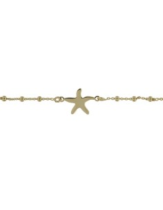 TO-124 - TOBILLERA DE PLATA CHAPADO EN ORO CON MOTIVO DE ESTRELLA DE MAR CON BOLITAS DE 22,5 CM 2