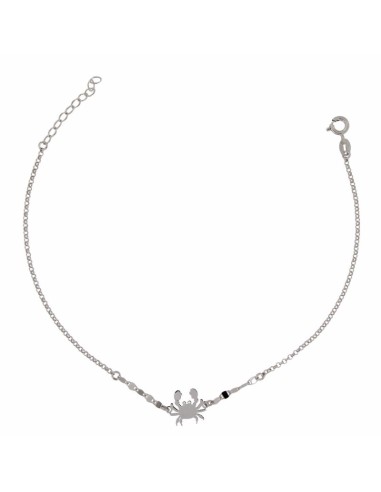 TO-98 - TOBILLERA DE PLATA CON MOTIVO DE CANGREJO DE MAR Y 26 CM