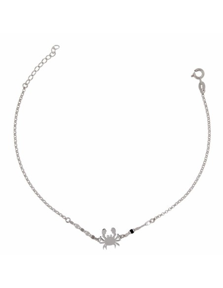 TO-98 - TOBILLERA DE PLATA CON MOTIVO DE CANGREJO DE MAR Y 26 CM