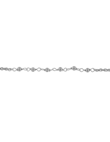 TO-178 - TOBILLERA DE PLATA CON MOTIVO DE BOLITA DE 22 CM + ALARGADOR