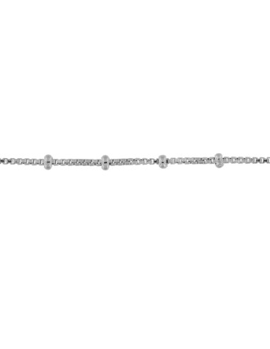 TO-135 - TOBILLERA DE PLATA CON CADENA EGYPICIA Y BOLITA DE 22 CM + ALARGADOR