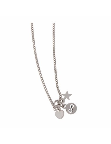 TO-88 - TOBILLERA DE PLATA CON MOTIVOS COLGANTES DE INFINITO, ESTRELLA Y CORAZÓN DE 26 CM 