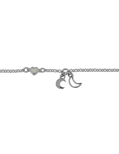 TO-133 - TOBILLERA DE PLATA CON MOTIVO DE LUNAS Y CORAZÓN CON PIEDRA DE 22,5 CM 2