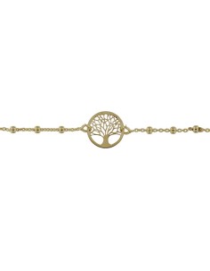 TO-126 - TOBILLERA DE PLATA CHAPADO EN ORO CON MOTIVO DE ÁRBOL DE LA VIDA CON BOLITAS DE 22,5 CM 2