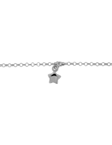 TO-149 - TOBILLERA DE PLATA CON MOTIVO DE ESTRELLA DE 22 CM + ALARGADOR