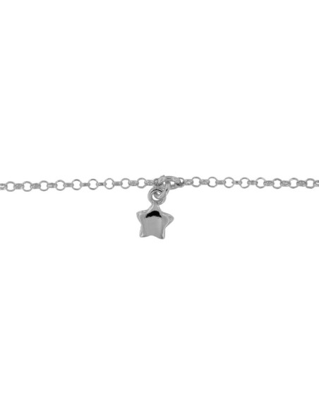 TO-149 - TOBILLERA DE PLATA CON MOTIVO DE ESTRELLA DE 22 CM + ALARGADOR