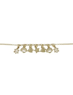 TO-171 - TOBILLERA DE PLATA CHAPADO EN ORO CON MOTIVO DE ANIMALES DEL MAR DE 22 CM + ALARGADOR 2