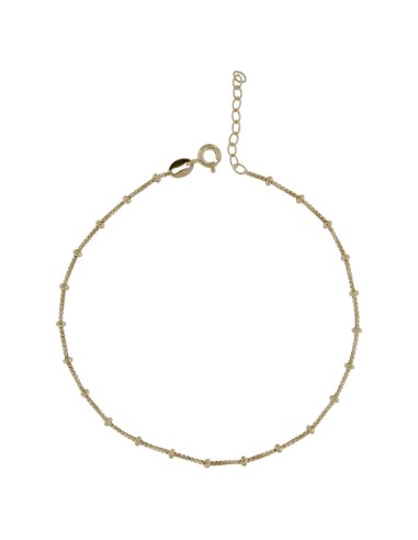 TO-136 - TOBILLERA DE PLATA CHAPADO EN ORO CON CADENA EGYPICIA Y BOLITA DE 22 CM + ALARGADOR