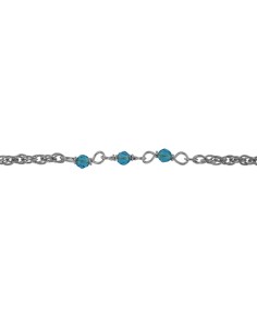 TO-174 - TOBILLERA DE PLATA CON MOTIVO DE PIEDRA AZUL DE 22 CM + ALARGADOR 2
