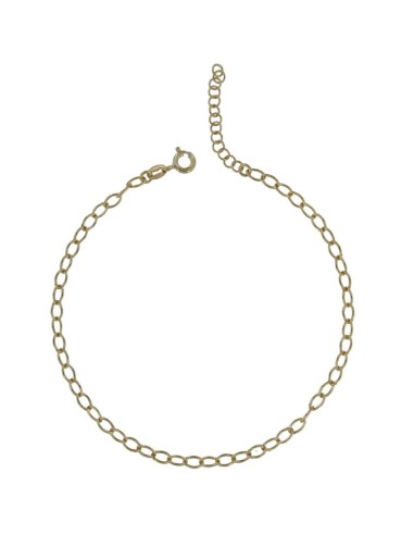 TO-140 - TOBILLERA DE PLATA CHAPADO EN ORO CON CADENA FORZADA DE 22 CM + ALARGADOR