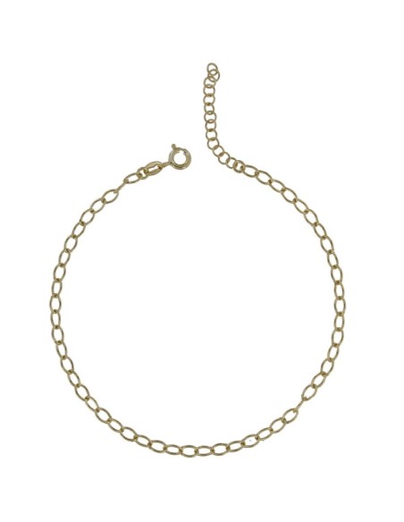 TO-140 - TOBILLERA DE PLATA CHAPADO EN ORO CON CADENA FORZADA DE 22 CM + ALARGADOR