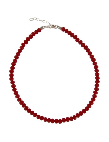 TO-156 - TOBILLERA CON PIEDRA ROJA DE 22,5 CM + ALARGADOR