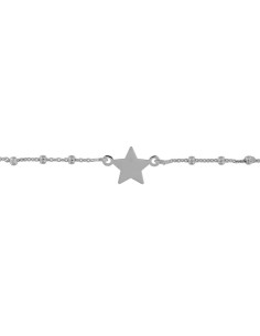 TO-121 - TOBILLERA DE PLATA CON MOTIVO DE ESTRELLA CON BOLITAS DE 22,5 CM 2