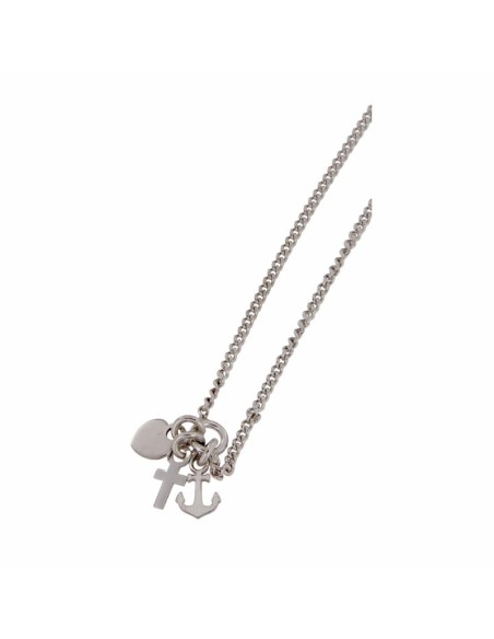 TO-109 - TOBILLERA DE PLATA CON MOTIVOS COLGANTES DE CRUZ, ANCLA Y CORAZÓN DE 26 CM 