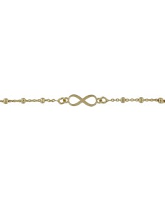 TO-132 - TOBILLERA DE PLATA CHAPADO EN ORO CON MOTIVO DE INFINITO CON BOLITAS DE 22,5 CM 2