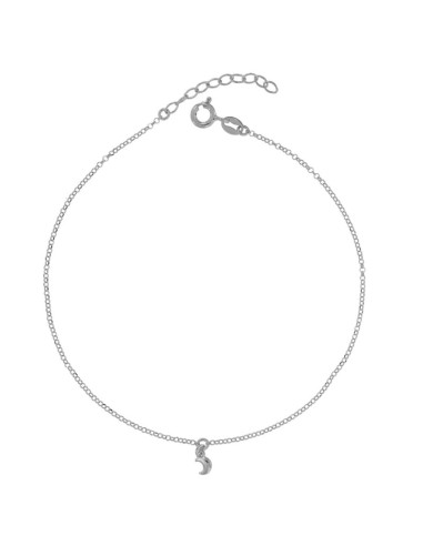 TO-147 - TOBILLERA DE PLATA CON MOTIVO DE LUNA DE 22 CM + ALARGADOR