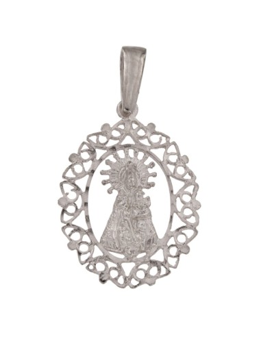 COLG-587RODIO - COLGANTE PLATA RODIO MEDALLÓN DE LA VIRGEN DE LOS DESAMPARADOS DE 28 MM