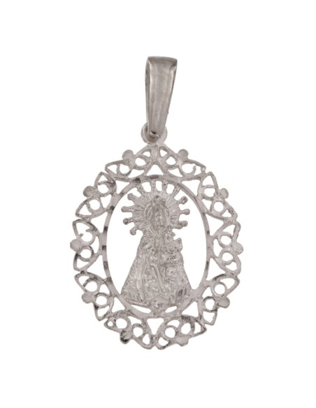 COLG-587RODIO - COLGANTE PLATA RODIO MEDALLÓN DE LA VIRGEN DE LOS DESAMPARADOS DE 28 MM