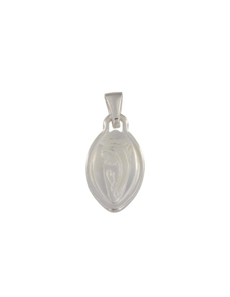 2841 - COLGANTE PLATA OVALADO CON VIRGEN NIÑA DE 13 MM X 23 MM