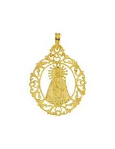 COLG-498DO - COLGANTE PLATA CHAPADO EN ORO MEDALLÓN VIRGEN DE LOS DESAMPARADOS DE 38 MM DE ALTO
