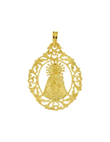 COLG-498DO - COLGANTE PLATA CHAPADO EN ORO MEDALLÓN VIRGEN DE LOS DESAMPARADOS DE 38 MM DE ALTO