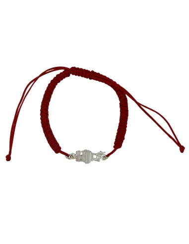 PULMA-10 - PULSERA DE MACRAMÉ AZUL CON MOTIVO DE PLATA TORICO DE 15 MM X 7 MM