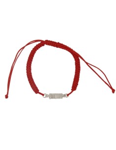 PULMA-8 - PULSERA DE MACRAMÉ ROJO CON MOTIVO DE PLATA TORRE DE 13 MM 