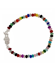PUL-4931 - PULSERA ELÁSTICA CON PIEDRA MULTICOLOR DE 4 MM Y MOTIVO DE TORICO TERUEL DE 15 MM X 7 MM 