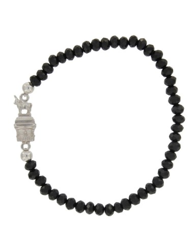 PUL-4617 - PULSERA ELÁSTICA CON PIEDRA NEGRA DE 4 MM Y MOTIVO DE TORICO TERUEL DE 15 MM X 7 MM 
