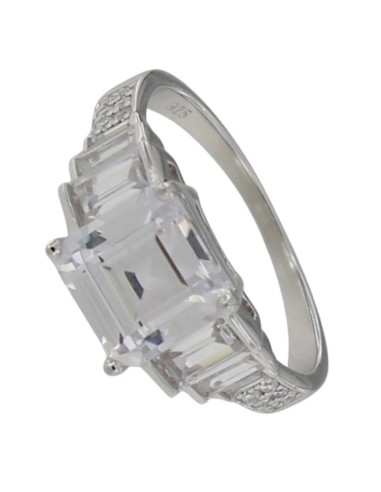 S-2216 - SORTIJA DE PLATA CON MOTIVO DE CIRCONITA Y PIEDRAS BLANCAS 