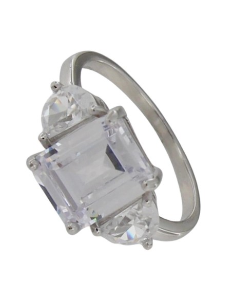 S-2213 - SORTIJA DE PLATA CON MOTIVO DE PIEDRAS BLANCAS