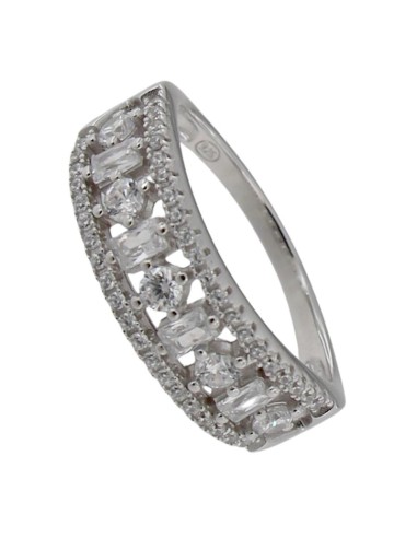 S-2212 - SORTIJA DE PLATA CON CIRCONITA Y PIEDRA BLANCA