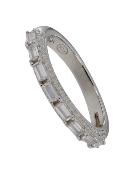 S-2209 - SORTIJA DE PLATA CON MOTIVO DE CIRCONITA Y PIEDRA BLANCA 