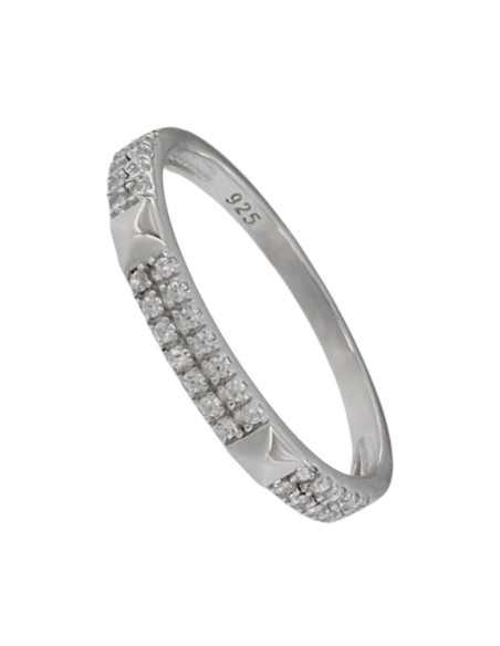 S-2164 - SORTIJA DE PLATA CON MOTIVO DE EN FORMA DE PIRÁMIDE Y CIRCONITA DE 3 MM X 19 MM