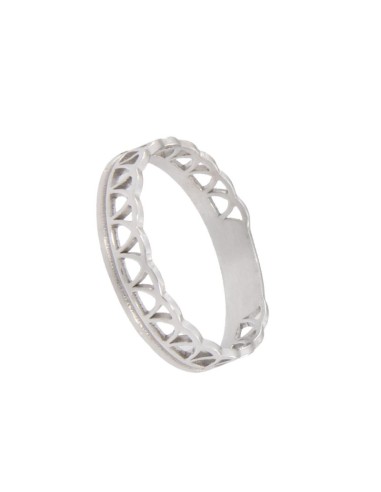 S-1860 - SORTIJA DE PLATA CON MOTIVOS DE TRIÁNGULOS UNIDOS HACIA ARRIBA Y HACIA ABAJO 