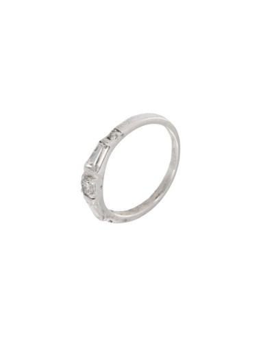 S-1417 - SORTIJA DE PLATA CON TIRA DE PIEDRA BLANCA Y CIRCONITA 