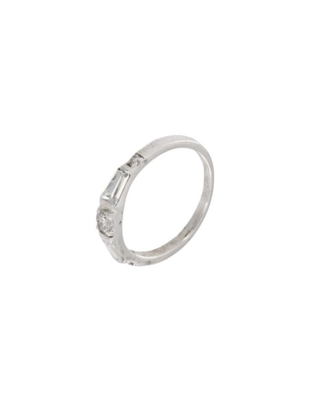 S-1417 - SORTIJA DE PLATA CON TIRA DE PIEDRA BLANCA Y CIRCONITA 