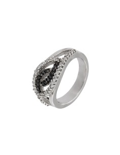 S-1262 - SORTIJA DE PLATA CON CIRCONITAS BLANCAS Y NEGRAS