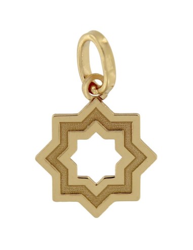 COLG-799DO - COLGANTE CHAPADO EN ORO ESTRELLA MUDÉJAR SATINADA 14 MM