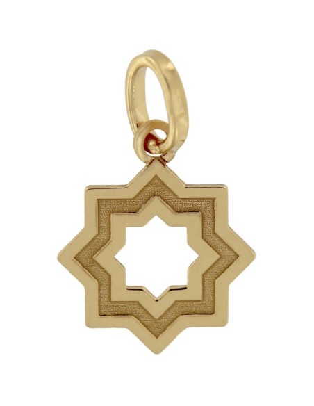 COLG-810DO - COLGANTE CHAPADO ORO ESTRELLA MUDÉJAR SATINADA 16MM