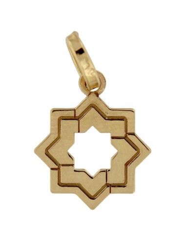 COLG-811DO - COLGANTE CHAPADO EN ORO 8,ESTRELLA MUDÉJAR DOBLE LISA 16 MM