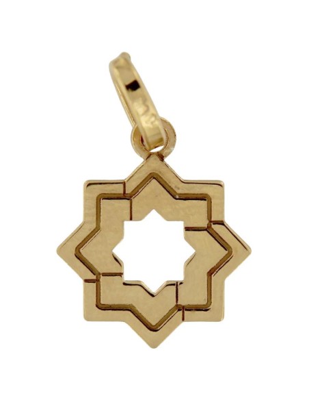 COLG-811DO - COLGANTE CHAPADO EN ORO 8,ESTRELLA MUDÉJAR DOBLE LISA 16 MM
