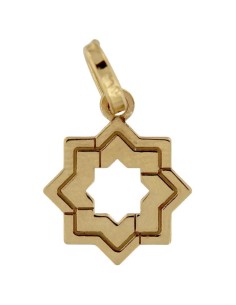 COLG-953DO - COLGANTE CHAPADO ORO ESTRELLA MUDÉJAR DOBLE LISA 12 MM