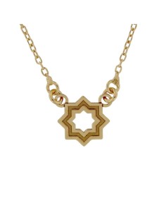 G-1511DO - GARGANTILLA CHAPADO ORO ESTRELLA MUDÉJAR SATINADA 14 MM, 41 CM + ALARGADOR 