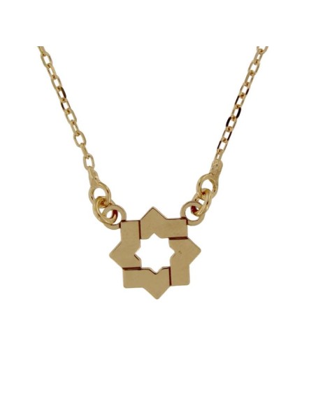 G-1724DO - GARGANTILLA CHAPADO EN ORO ESTRELLA MUDEJAR DE 12 MM , CADENA DE 0,2 MM Y 42 CM + ALARGADOR 