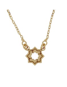 G-1726DO - GARGANTILLA CHAPADA ORO ESTRELLA MUDÉJAR DOBLE LISA 12 MM, 41 CM + ALARGADOR 